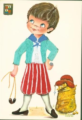 Mallorca Tracht Castaner Mandeln Steinschleuder echte Stickerei