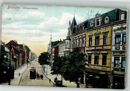 44787 W4630 Bochum 1908 - Hernerstraße Apotheke Straßenbahn