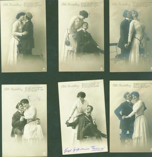 Lot mit 6 AK 6er Serie Alt-Heidelberg Liebe Poesie Studentika Kleinposten bis 20