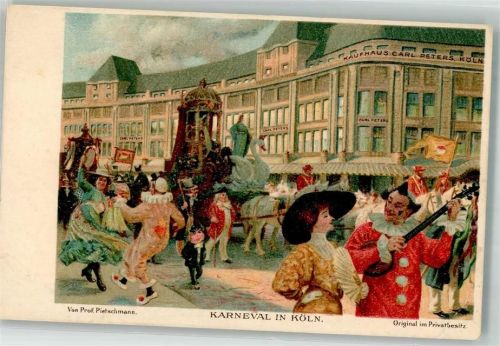 Köln Altstadt-Nord 103 Lithographie Kaufhaus Carl Peters "Karneval in Köln" Gemälde v. Prof. Pietshmann