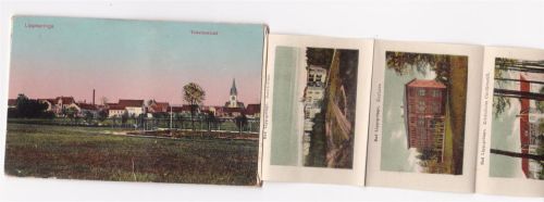 Bad Lippspringe 1911 ausziehbarer Papierstreifen Kath. Kirche Sanatorium Kurhaus Kinderheim Cäcilienstift Neuer Kursaal Kriegerdenkmal Am Jordan Trinkhalle Lippe-Quelle Ev. Kirche Detmolderstraße