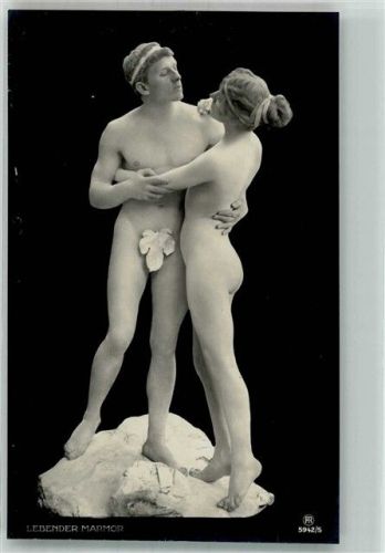 Lebender Marmor Liebespaar Rotophot 5942-5 FKK Foto AK