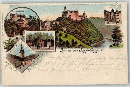 Rochsburg 1900 Eingang Schloss Treppenhaus Thorhaus Pulverthurm Gruss