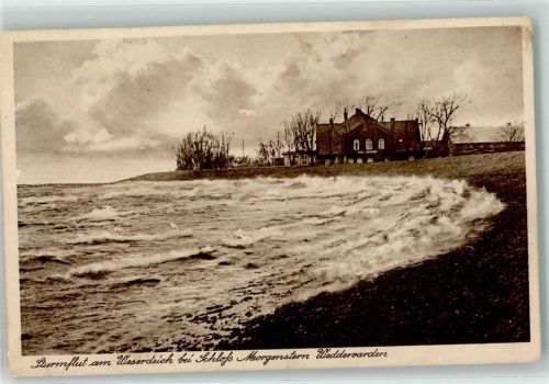 Weddewarden Sturmflut am Weserdeich Schloss Morgenstern