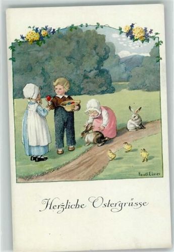 1925 Verlag M.M. 1238 Ostern Ostereier Hase Kind AK