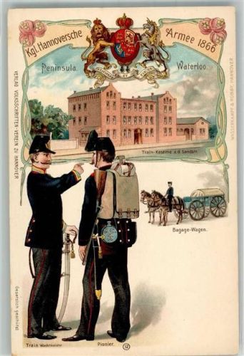 Hannover 1900 Nr. 12 Uniform Kgl. Hannoversche Armee 1866 Train Kaserne Jugendstil Wappen