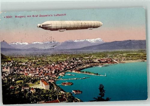 Bregenz Luftschiff über der Stadt AK