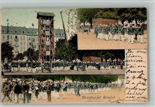 Strasbourg 1900 Bombie Übungen mit der Drehleiter + Festzug