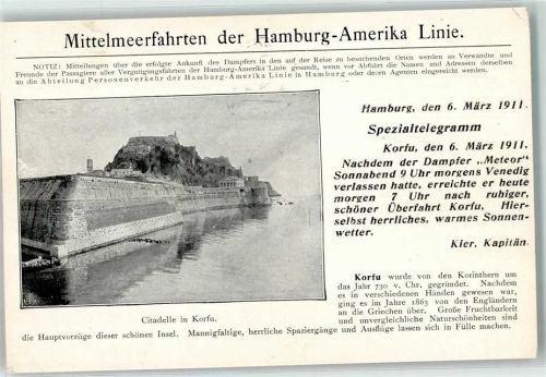 Corfu 1911 Citadelle in Korfu Hamburg-Amerika Line