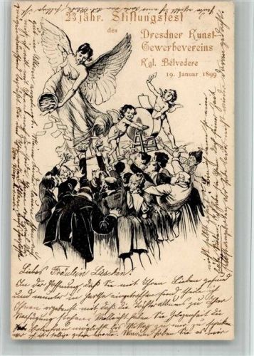 Dresden 1899 23. jähr. Stiftungsfest Kunst Gewerbeverein Kgl. BelvedereTombola Engel