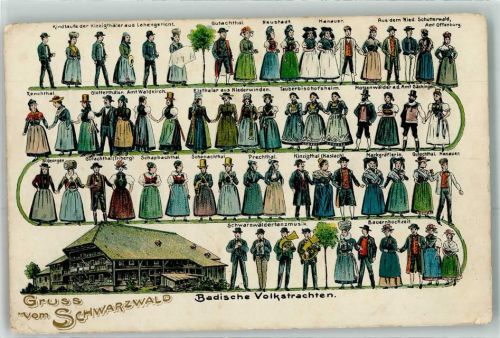1914 Badische Volkstrachten Gruss vom Schwarzwald Edition Guggenheim 1186