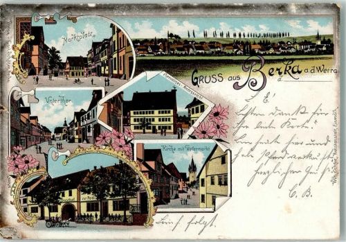 Berka 1902 Marktplatz Untertor Ehem. Amtsgericht Gasthaus z. Post