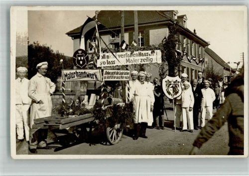 Winnweiler Festzug der Maler-Innung Festwagen des Malerhandwerks Ort handschriftlich Foto AK
