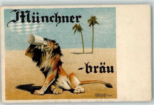 1932 sign. K. Olshausen Münchner Bräu AK