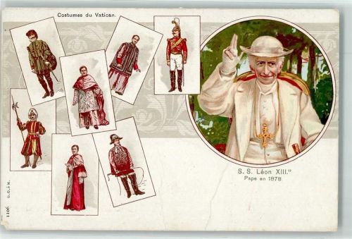 1900 Lithographie Uniformen Kostumes de Vativan Papst Leon XIII