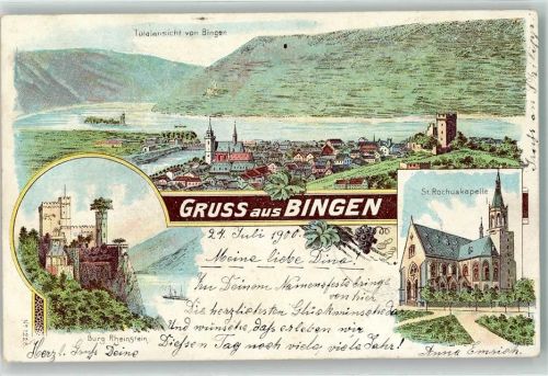 Bingen 1900 Burg Rheinstein St. Rochuskapelle Kirche