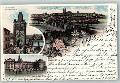 Prag 1896 Altstädter Brückenturm Karlsbrücke k.k. Burg