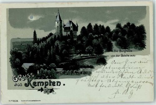 87435 W8960 Kempten Allgäu 1899 Gebrauchsspuren Burghalde Mondschein