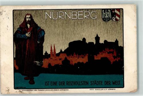 Nürnberg 1914 Albrecht Dürer Wappen sign. Bek-Gran Feldpoststation
