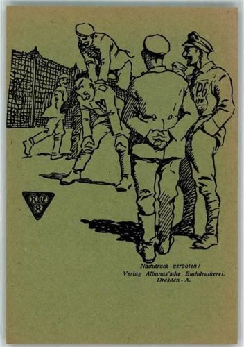 Reichsvereinigung ehem. Kriegsgefangenen P.G. Handgemalte Postkarte Sport WK I