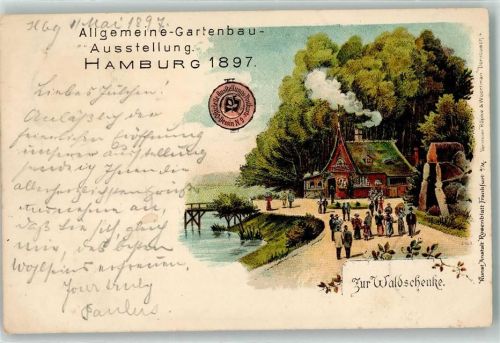 St. Pauli 1897 Allgemeine Gartenbau-Ausstellung 1897 Zur Waldschenke Ort handschriftlich