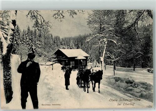 98559 O6055 Oberhof , Thüringen 1911 - Winter Obere Schweizerhütte Pferdeschlitten
