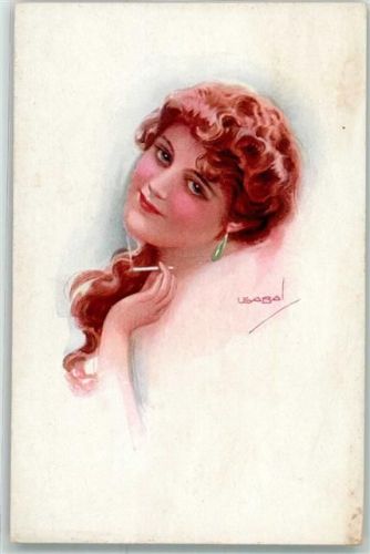 Frau mit Zigarette Verlag ERKAL Serie 303-1 Usabal, L. 1917 Künstlerkarte