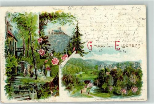 Eisenach 1899 Wartburg Johannistal Elisabethbrunnen