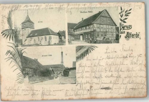 Alferde 1900 Kirche Gasthaus Peters Brennerei Celle