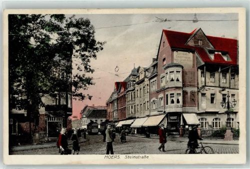 47441 W4130 Moers - Steinstraße Fahrrad Laterne Straßenbahn Geschäfte