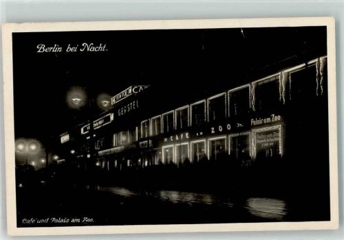 10115 W1000 Tiergarten Foto AK Cafe Palais am Zoo Nacht Beleuchtung