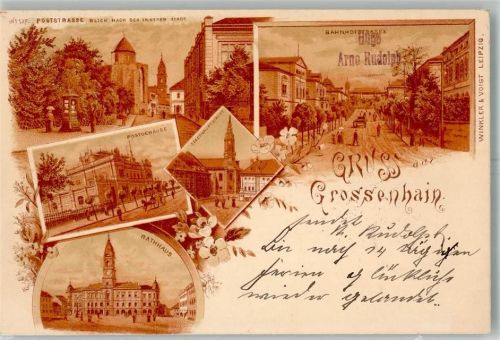 Großenhain 1900 Rathaus Post Poststraße Stadtkirche Bahnhofstraße