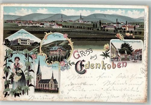 Edenkoben 1901 Villa Ludwigshöhe Kurhaus Kath. Kirche Winzerin König Ludwig-Denkmal