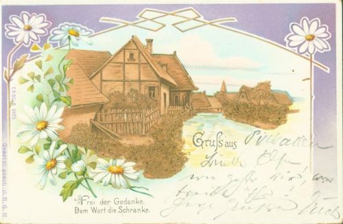 Pillkallen Dobrowolsk Korkrelief Verlag E.B. & C.i.B.Eduard Büttner 9525 Ort handschriftlich Korkkarte