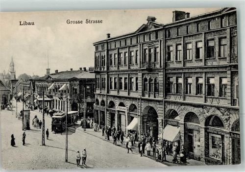 Libau Liepaja - Große Straße Straßenbahn Litfaßsäule