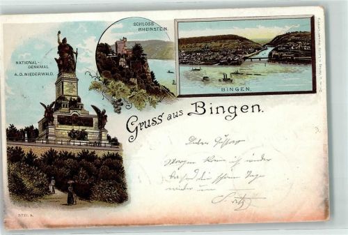 Bingen 1898 Nationaldenkmal Schloß Rheinstein