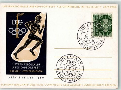 Bremen Internationales Abend Sportfest Leichtatletik im Flutlicht Weserstadion Einweihung Kinderspielplätze Sonderstempel
