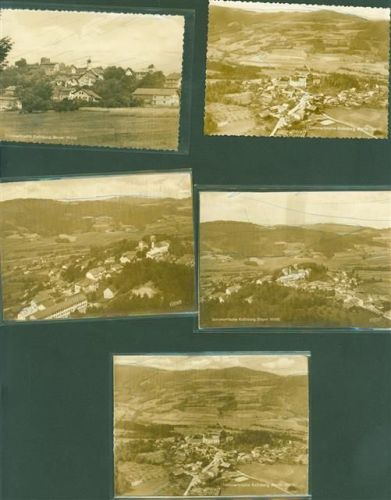 Kollnburg Lot mit 5 Fotos Burg Striche auf Bildseite FOTO KEINE AK