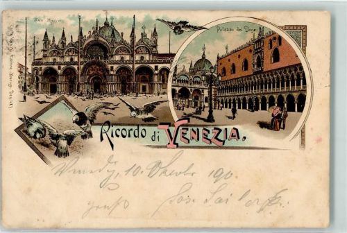 30100 Venezia 1900 Lithographie Carl Künzli Zürich Dep. 427 San Marco Palazzo del Doge