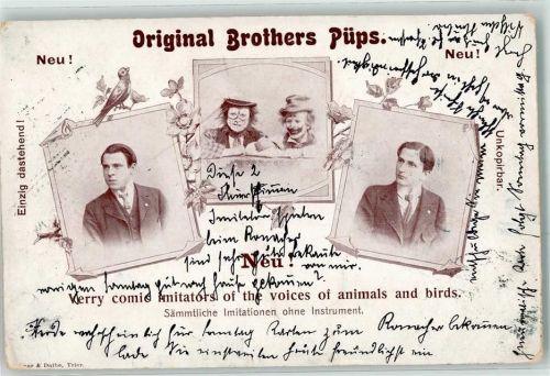1902 Original Brothers Püps Clown - Comic Imitators of the voices of animals and birds AK