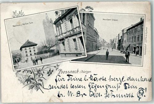 Pößneck 1901 Malzhaus Weißer Turm Neustädter Straße Blumen