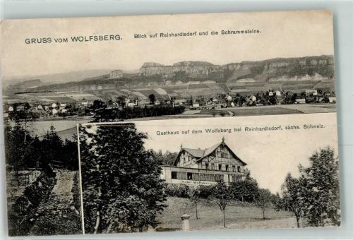 01814 O8321 Reinhardtsdorf b Bad Schandau - Blick auf Reinhardtsdorf und die Schrammsteine Hotel Wolfsberg