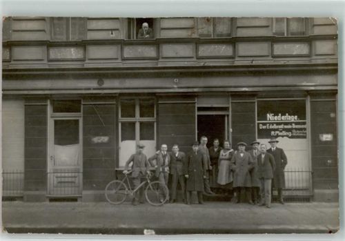 Kreuzberg Geschäft Niederlage Edelbranntwein Brennerei R. Pleßing Fahrrad Ort lt. Fotograf