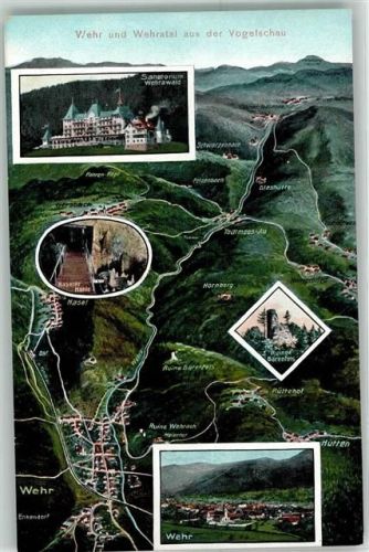 Wehr Wehr Wehratal Vogelschau Ruine Bärenfels Sanatorium Wehrawald E. Felle