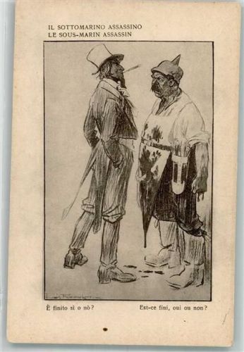 1917 sign. Raemaekers, Louis Blut triefender deutscher Soldat fragt ob es endlich erledigt ist