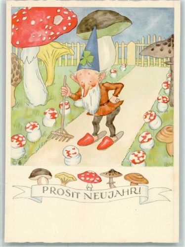 Zwerg Neujahr Pilze Fliegenpilz Verlag Müller Nr.4723
