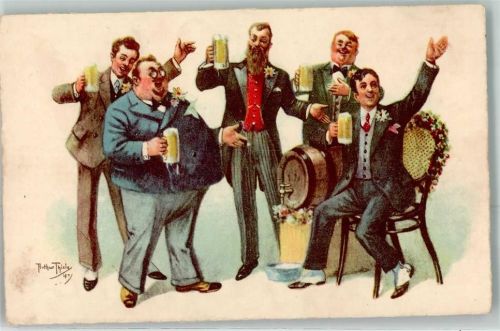 Herrenrunde Bier Bierfass AK
