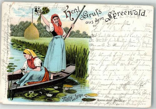 Leipe 1898 Lithographie Tracht Spreewald