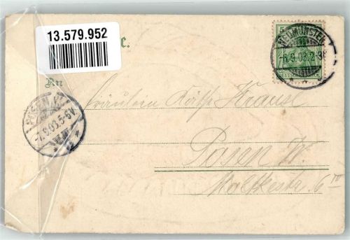 22926 W2070 Ahrensburg 1903 Prägedruck Lithographie Muschel Wasserfall bei der Mühle