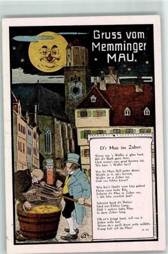Memmingen Gruss vom Memminger Mau Zuber Mond Kirche Nacht